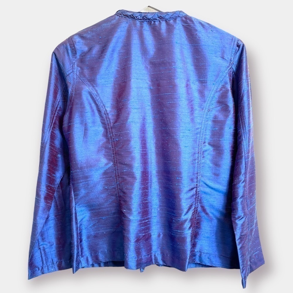 NEW Chico's Iridescent Blue Blazer Jacket Chin's Size 0 Standard Size 4… - Picture 2 of 5